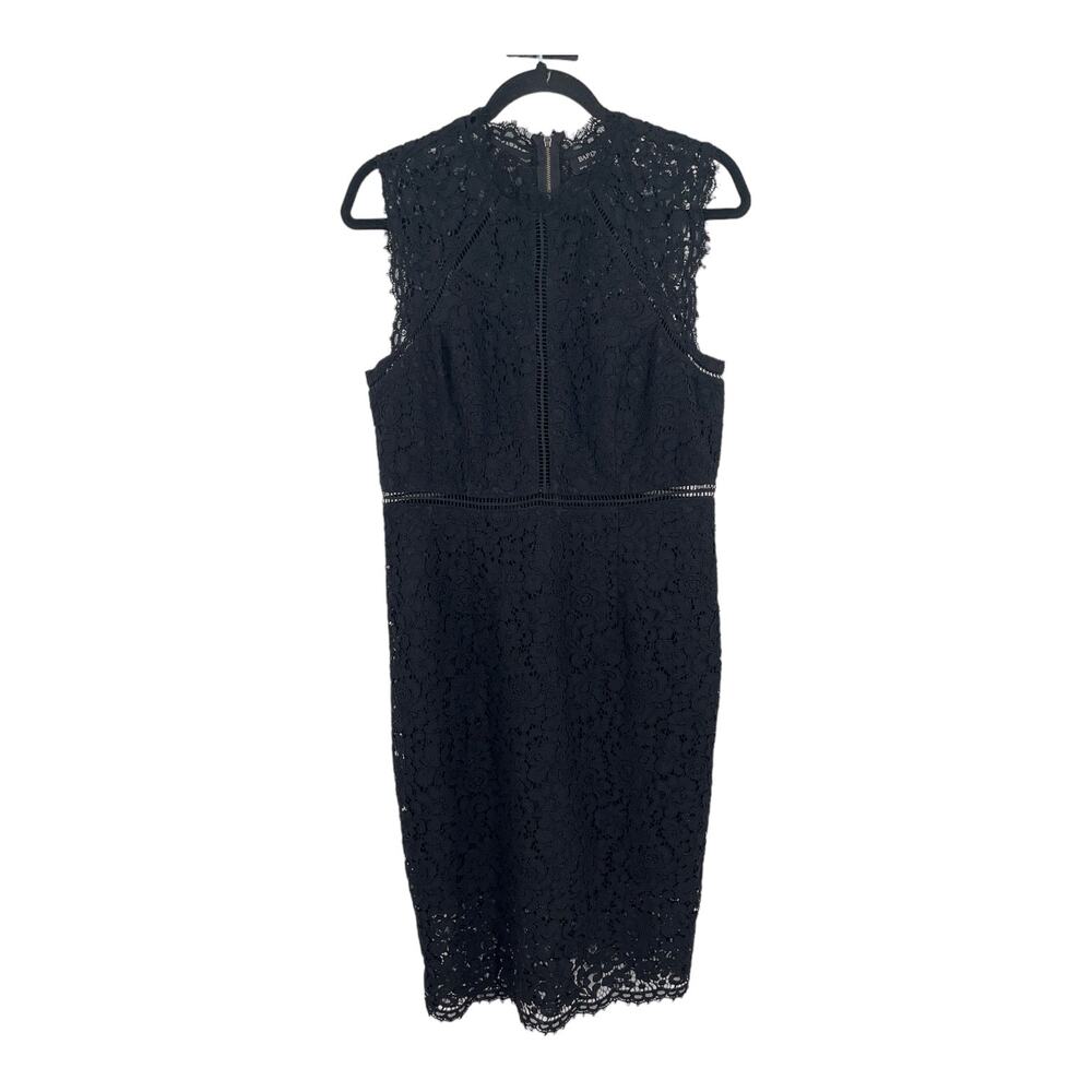 Bardot dress lace sheath cocktail black size 10/L